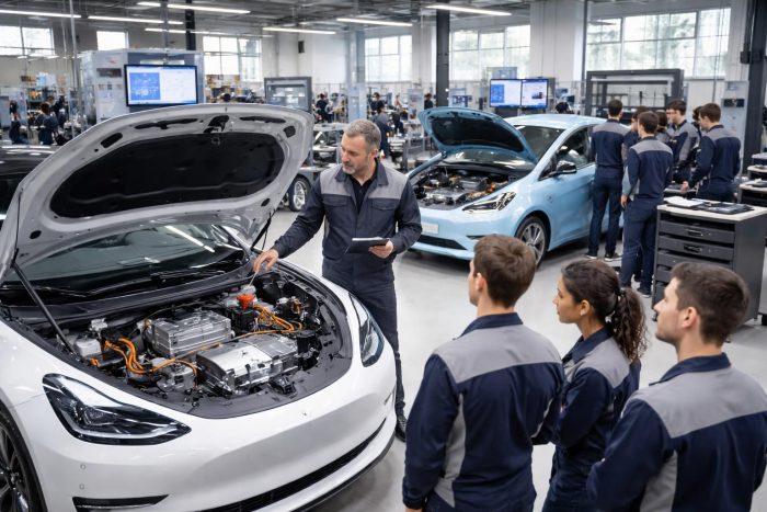 Formation CAP mécanique automobile avec spécialisation véhicules électriques Tesla et Renault Zoé